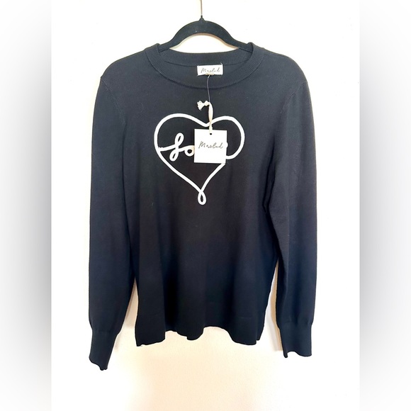 Marled Sweaters - Marled Valentine Embroidered Heart “Love” Sweater NWT